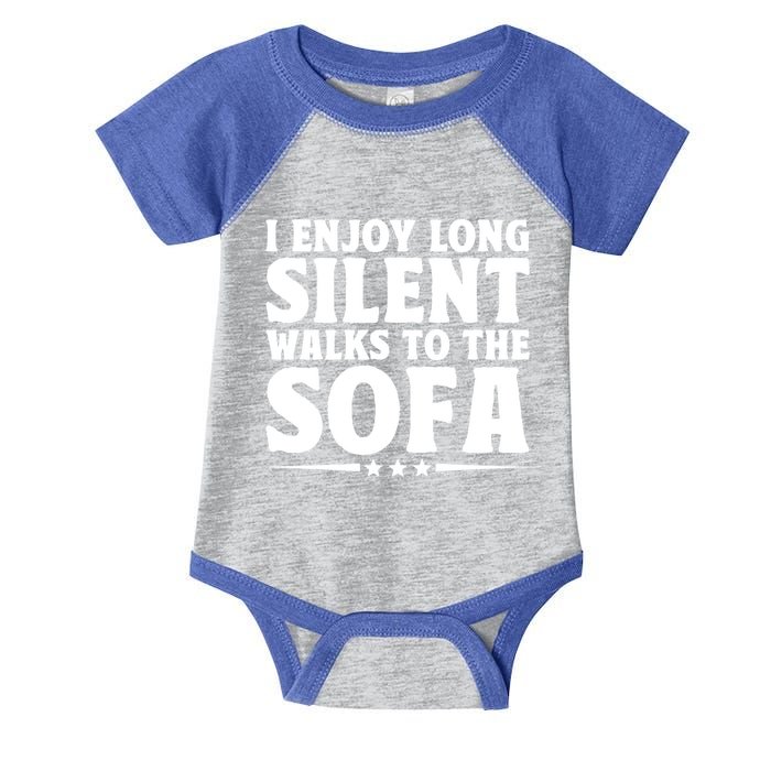 I Enjoy Long Silent Walks To The Sofa Sayings For Introvert Cute Gift Infant Baby Jersey Bodysuit