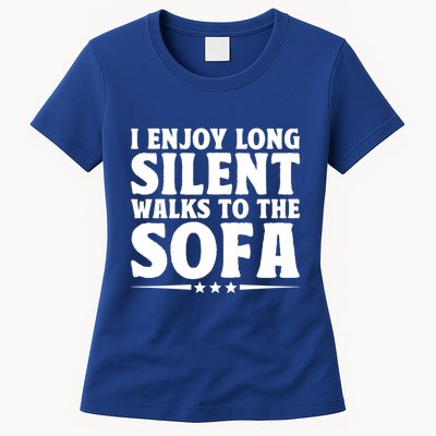 I Enjoy Long Silent Walks To The Sofa Sayings For Introvert Cute Gift Womens T-Shirt