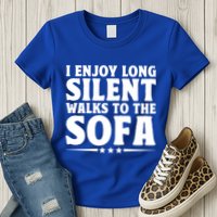 I Enjoy Long Silent Walks To The Sofa Sayings For Introvert Cute Gift Womens T-Shirt
