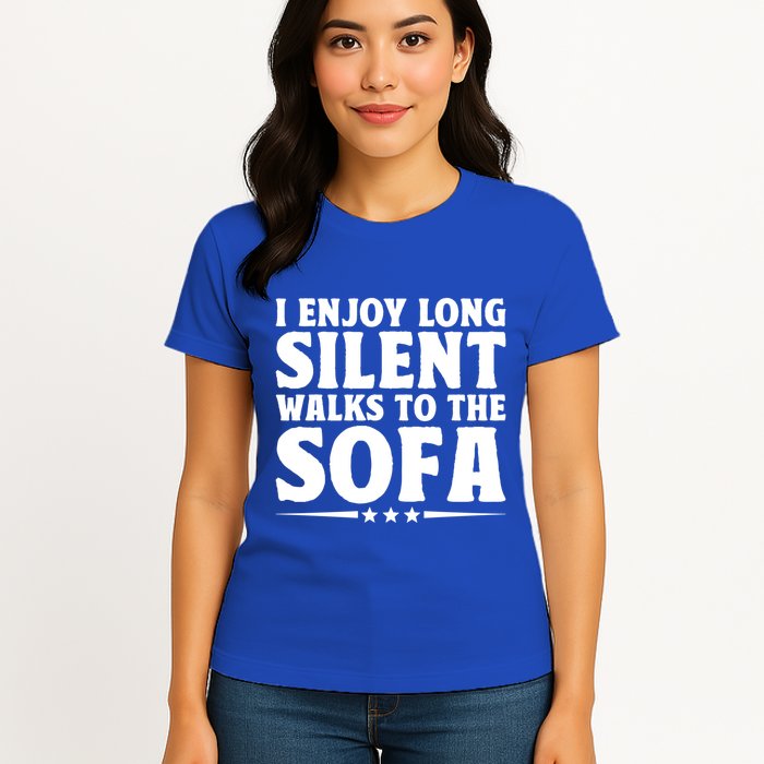 I Enjoy Long Silent Walks To The Sofa Sayings For Introvert Cute Gift Womens T-Shirt