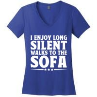 I Enjoy Long Silent Walks To The Sofa Sayings For Introvert Cute Gift Women's V-Neck T-Shirt