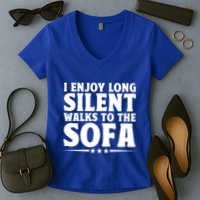 I Enjoy Long Silent Walks To The Sofa Sayings For Introvert Cute Gift Women's V-Neck T-Shirt