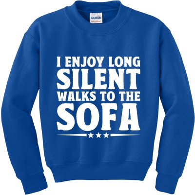 I Enjoy Long Silent Walks To The Sofa Sayings For Introvert Cute Gift Kids Sweatshirt