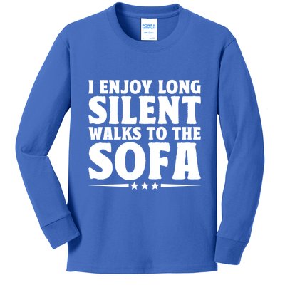 I Enjoy Long Silent Walks To The Sofa Sayings For Introvert Cute Gift Kids Long Sleeve Shirt