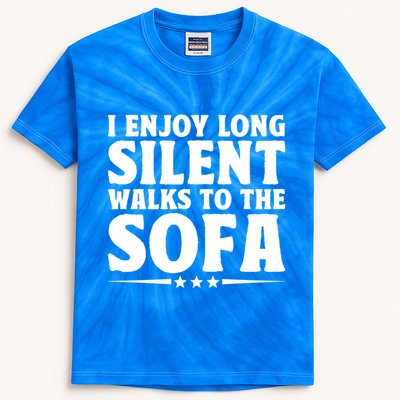 I Enjoy Long Silent Walks To The Sofa Sayings For Introvert Cute Gift Kids Tie-Dye T-Shirt