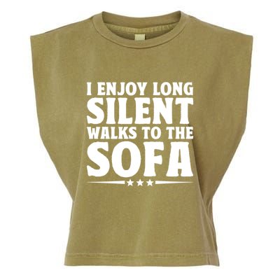 I Enjoy Long Silent Walks To The Sofa Sayings For Introvert Cute Gift Garment-Dyed Women's Muscle Tee