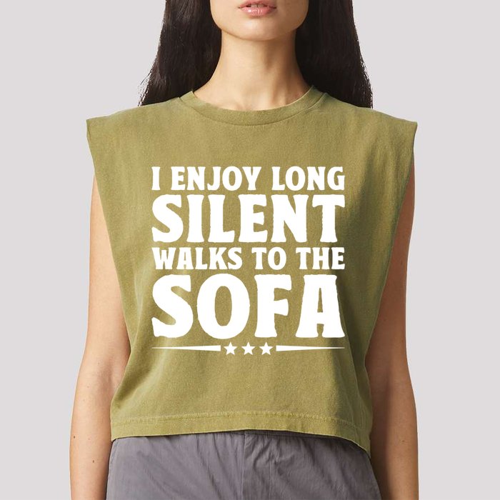 I Enjoy Long Silent Walks To The Sofa Sayings For Introvert Cute Gift Garment-Dyed Women's Muscle Tee