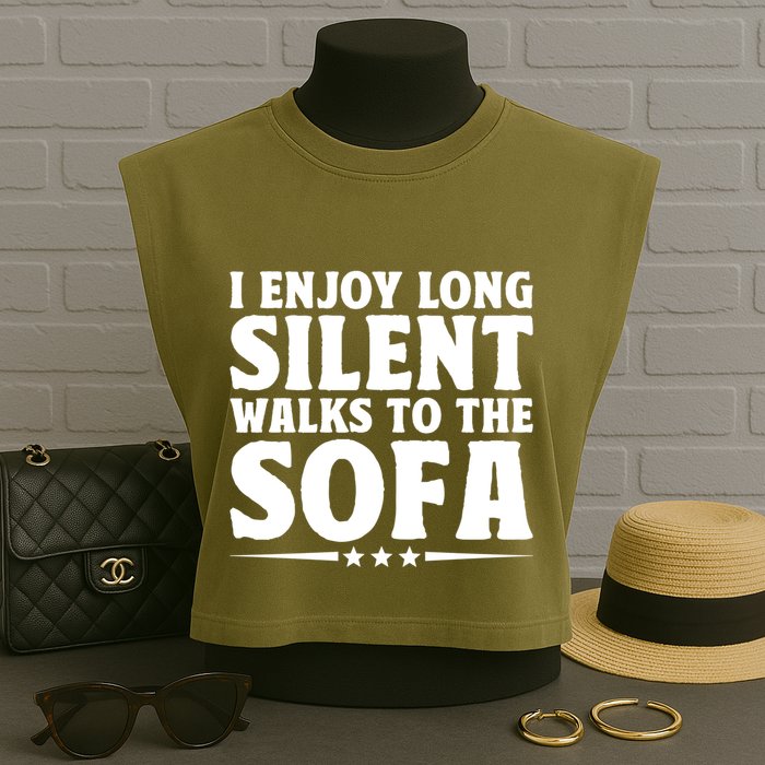 I Enjoy Long Silent Walks To The Sofa Sayings For Introvert Cute Gift Garment-Dyed Women's Muscle Tee