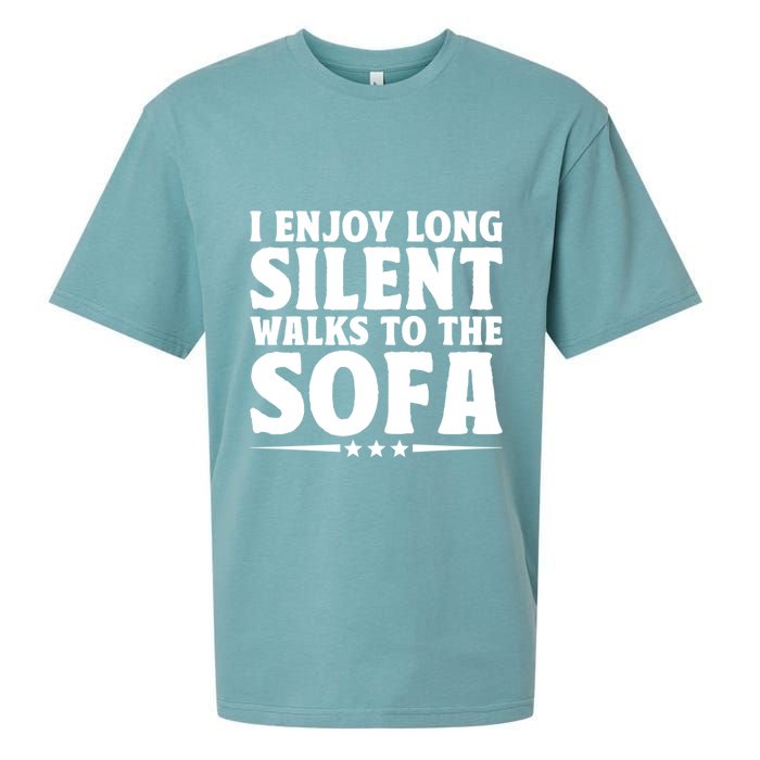 I Enjoy Long Silent Walks To The Sofa Sayings For Introvert Cute Gift Sueded Cloud Jersey T-Shirt