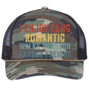 I Enjoy Long Romantic Walks Through Harbor Freight Funny Handyman Funny Saying Retro Rope Trucker Hat Cap