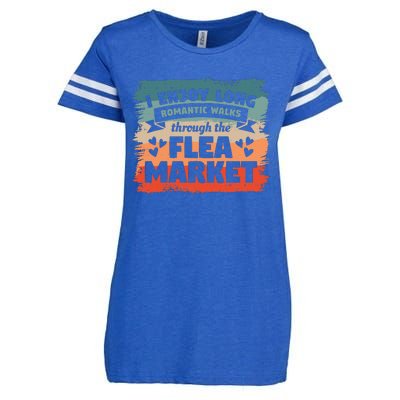 I Enjoy Long Romantic Walks Through The Flea Market Enza Ladies Jersey Football T-Shirt