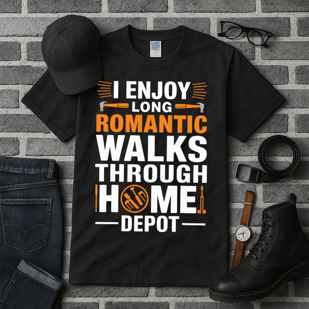 I Enjoy Long Romantic Walks Through Home Depot Funny Tall T-Shirt