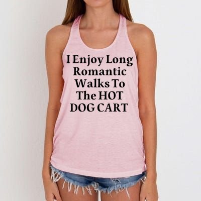 I Enjoy Long Romantic Walks To The Hot Dog Cart Women's Knotted Racerback Tank