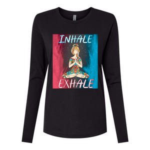 Inhale Exhale Meditation Workout Exercise Yoga Lover Gift Womens Cotton Relaxed Long Sleeve T-Shirt