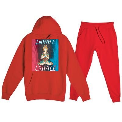 Inhale Exhale Meditation Workout Exercise Yoga Lover Gift Premium Hooded Sweatsuit Set