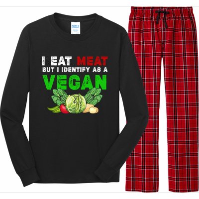 I Eat Meat But I Identify As A Vegan I Eat Meat Cute Gift Long Sleeve Pajama Set