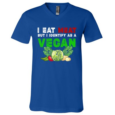 I Eat Meat But I Identify As A Vegan I Eat Meat Cute Gift V-Neck T-Shirt