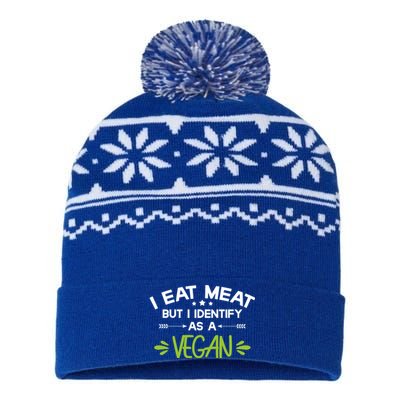 I Eat Meat But I Identify As A Vegan Funny Veggie Lover Gift USA-Made Snowflake Beanie