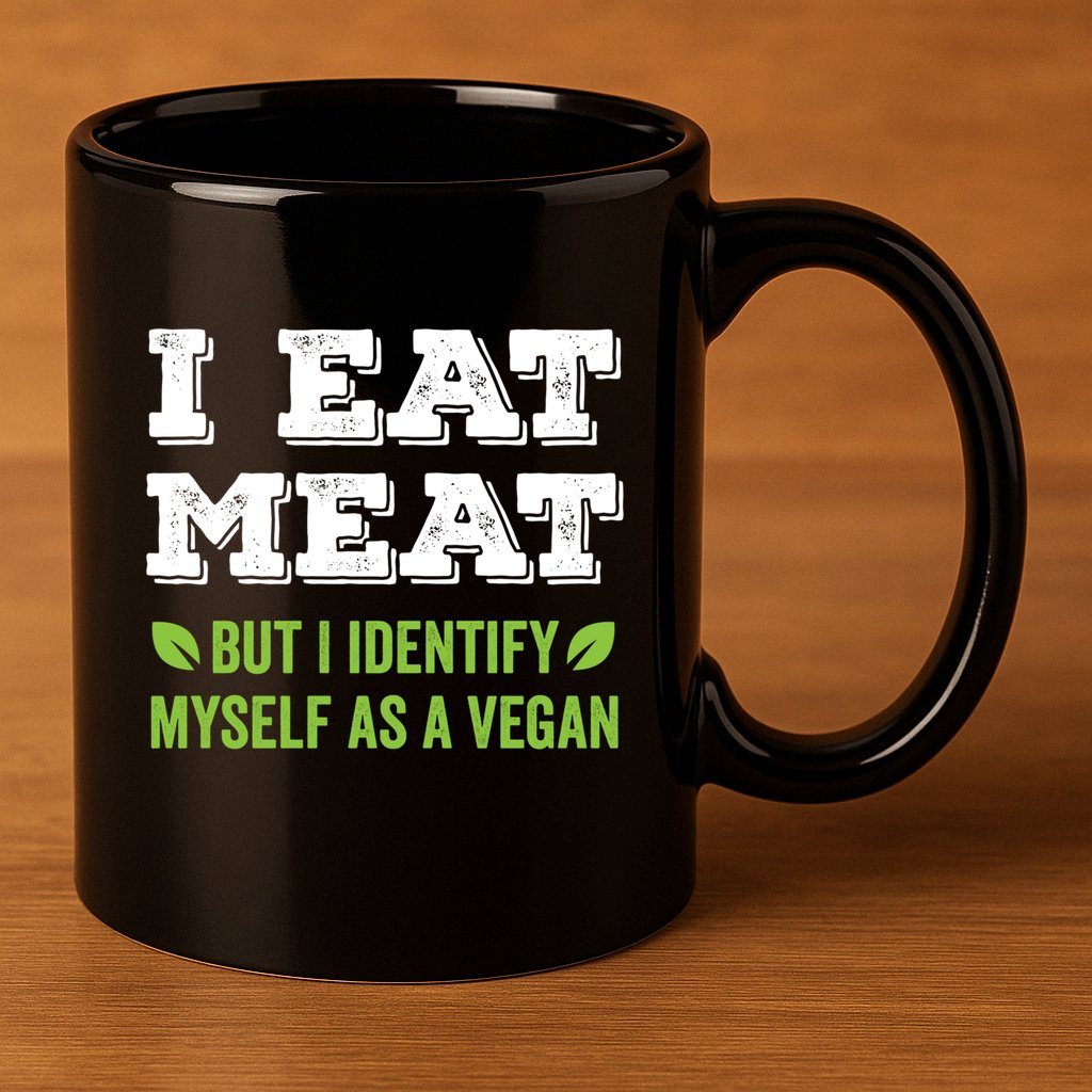 I Eat Meat But I Identify Myself As A Vegan Funny Vegetarian Cute Gift 11oz C Handle Ceramic Mug