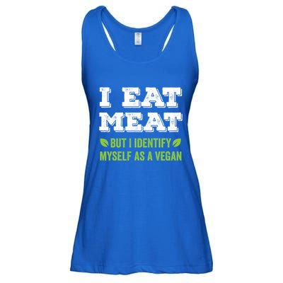 I Eat Meat But I Identify Myself As A Vegan Funny Vegetarian Cute Gift Ladies Essential Flowy Tank