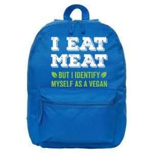 I Eat Meat But I Identify Myself As A Vegan Funny Vegetarian Cute Gift 16 in Basic Backpack