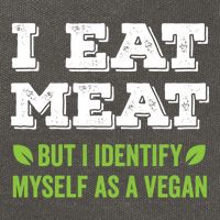 I Eat Meat But I Identify Myself As A Vegan Funny Vegetarian Cute Gift Cotton Canvas Backpack