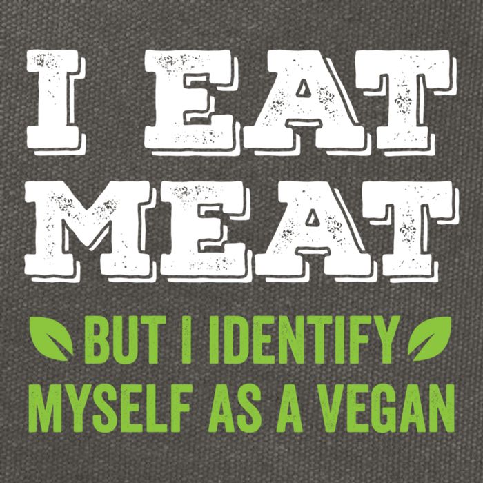 I Eat Meat But I Identify Myself As A Vegan Funny Vegetarian Cute Gift Cotton Canvas Backpack