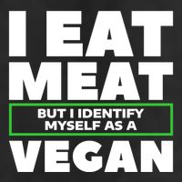 I Eat Meat But I Identify Mys As A Vegan Vegetarian Cool Gift 7 Panel Mesh Trucker Snapback Hat