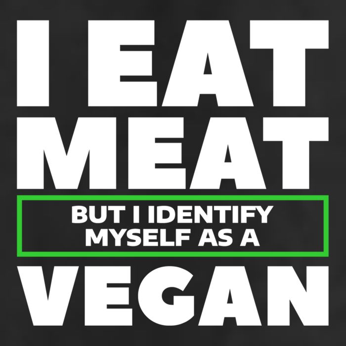 I Eat Meat But I Identify Mys As A Vegan Vegetarian Cool Gift 7 Panel Mesh Trucker Snapback Hat