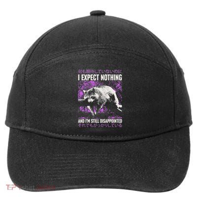I Expect Nothing And IM Still Disappointed Japanese Raccoon 7-Panel Snapback Hat