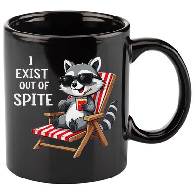 I Exist Out Of Spite Raccoon Sunglasses 11oz C Handle Ceramic Mug