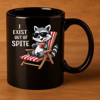 I Exist Out Of Spite Raccoon Sunglasses 11oz C Handle Ceramic Mug