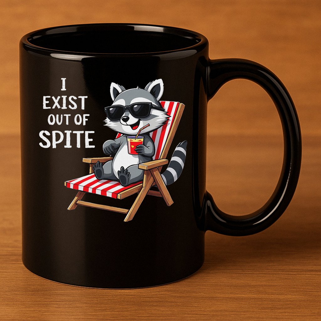I Exist Out Of Spite Raccoon Sunglasses 11oz C Handle Ceramic Mug