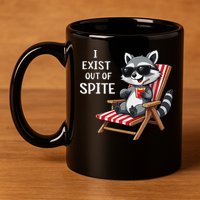 I Exist Out Of Spite Raccoon Sunglasses 11oz C Handle Ceramic Mug