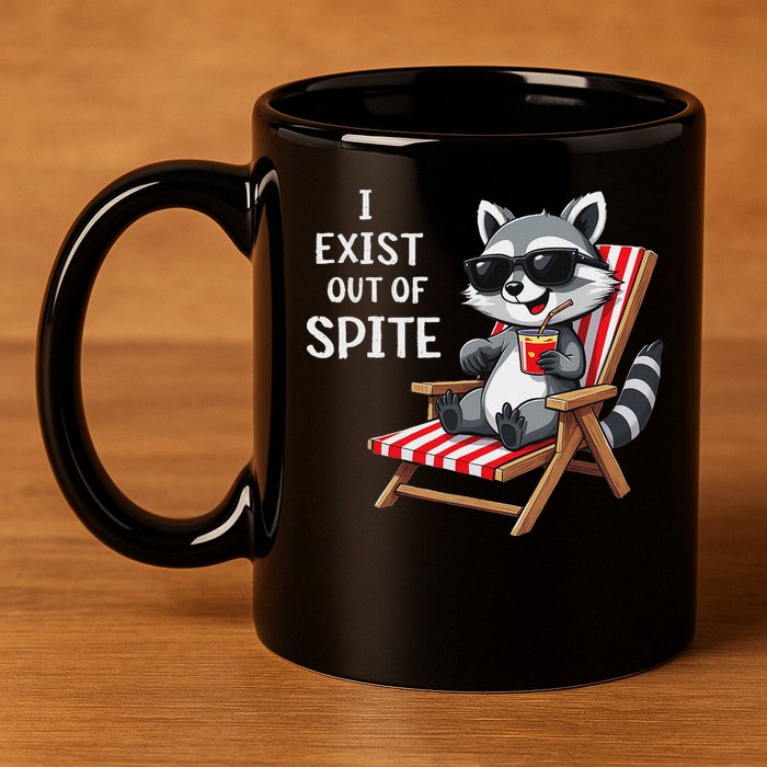 I Exist Out Of Spite Raccoon Sunglasses 11oz C Handle Ceramic Mug