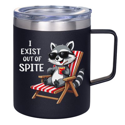 I Exist Out Of Spite Raccoon Sunglasses 12oz Stainless Steel Coffee Mug