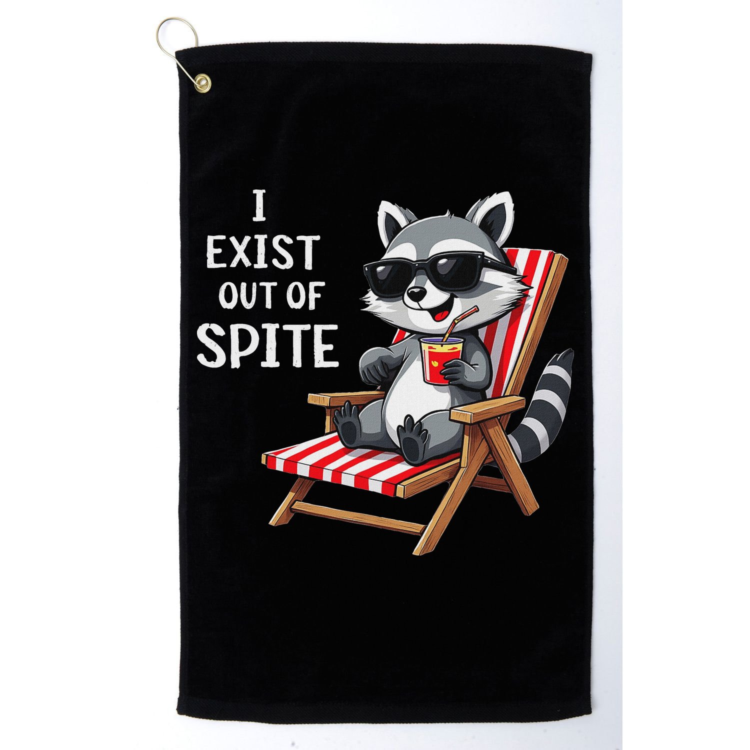 I Exist Out Of Spite Raccoon Sunglasses Golf Towel