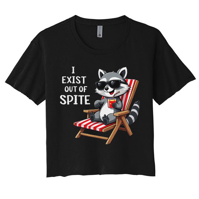 I Exist Out Of Spite Raccoon Sunglasses Crop Top
