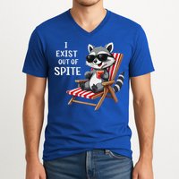 I Exist Out Of Spite Raccoon Sunglasses V-Neck T-Shirt