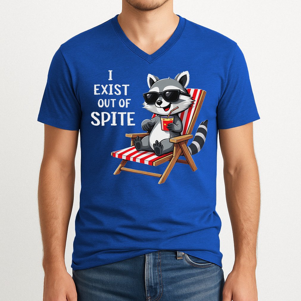 I Exist Out Of Spite Raccoon Sunglasses V-Neck T-Shirt