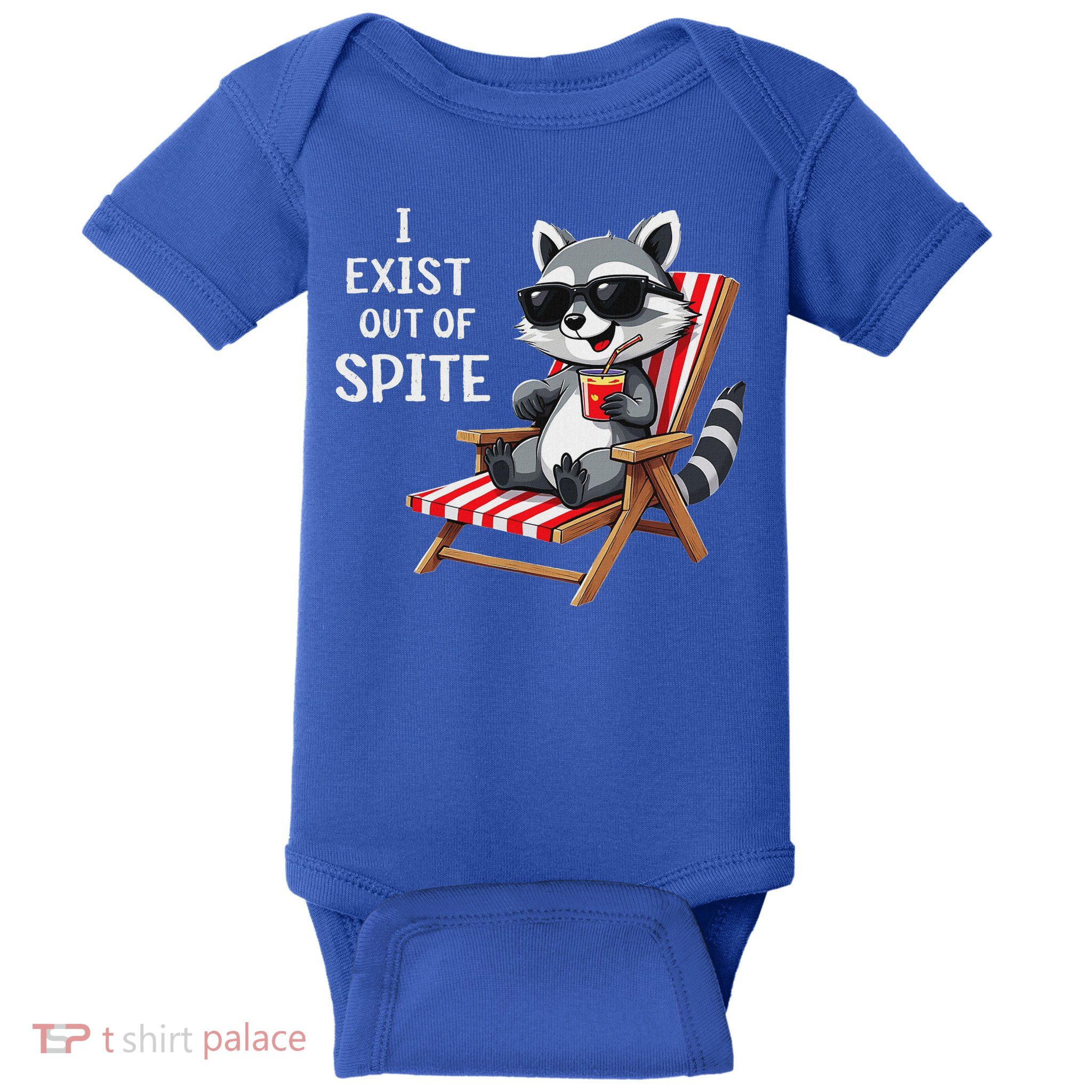 I Exist Out Of Spite Raccoon Sunglasses Baby Bodysuit