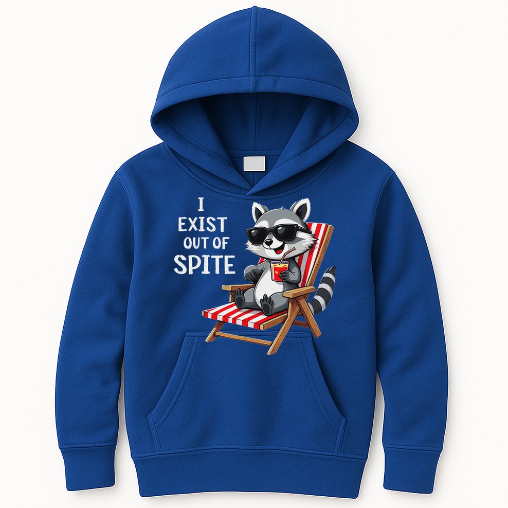 I Exist Out Of Spite Raccoon Sunglasses Kids Hoodie