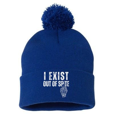 I Exist Out Of Spite Pom Pom 12in Knit Beanie