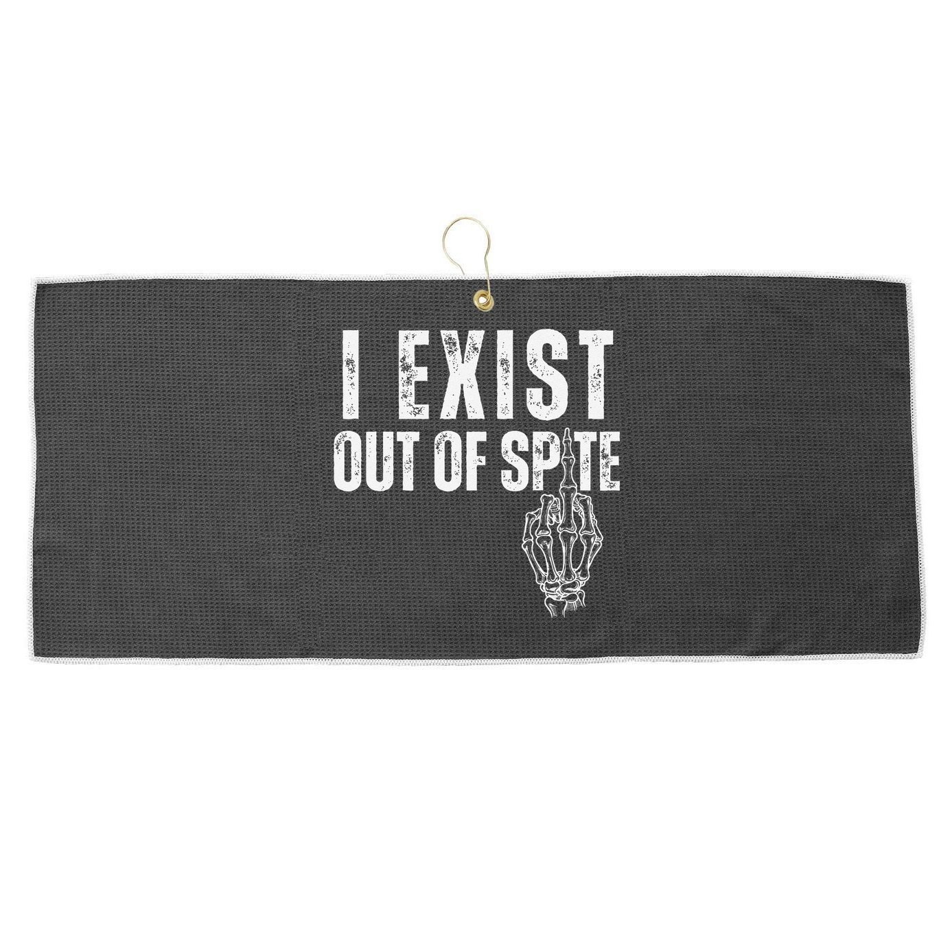 I Exist Out Of Spite Funny Dark Humor Large Microfiber Waffle Golf Towel