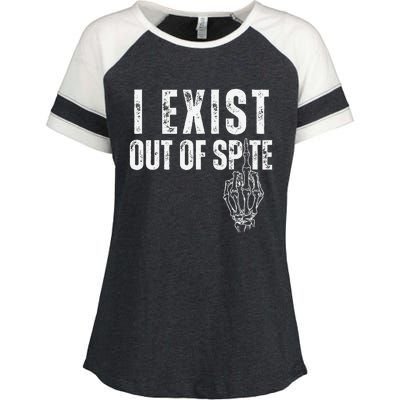 I Exist Out Of Spite Funny Dark Humor Enza Ladies Jersey Colorblock Tee