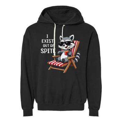 I Exist Out Of Spite Funny Raccoon Sunglasses Garment-Dyed Fleece Hoodie