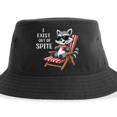 I Exist Out Of Spite Funny Raccoon Sunglasses Sustainable Bucket Hat