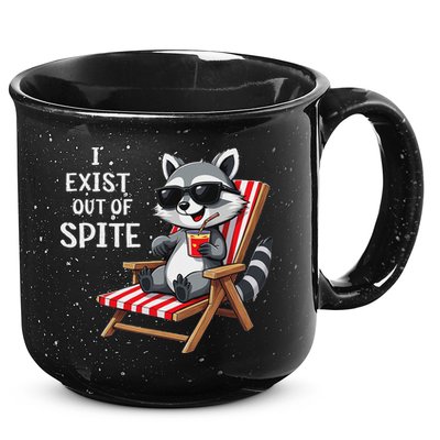 I Exist Out Of Spite Funny Raccoon Sunglasses 15oz Campfire Ceramic Mug