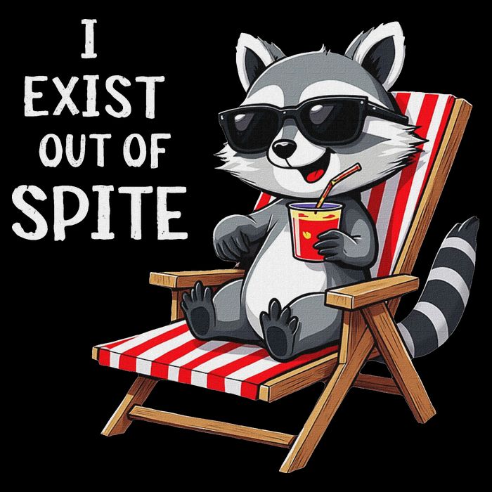 I Exist Out Of Spite Funny Raccoon Sunglasses Flat Bill Trucker Hat
