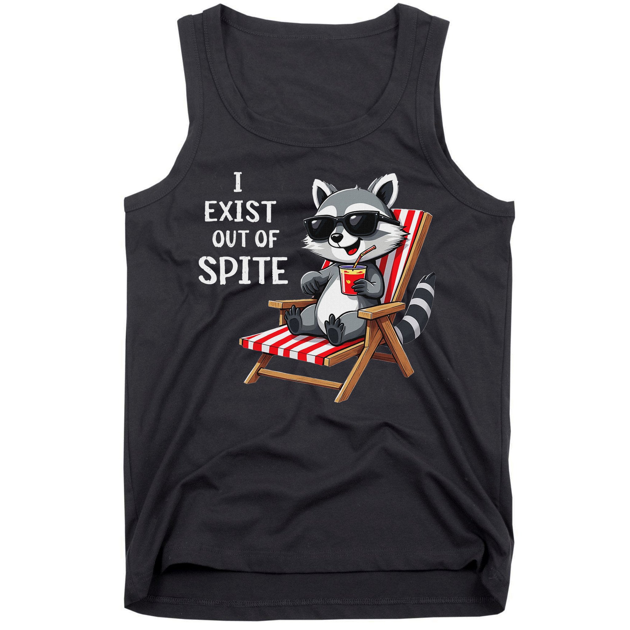 I Exist Out Of Spite Funny Raccoon Sunglasses Tank Top